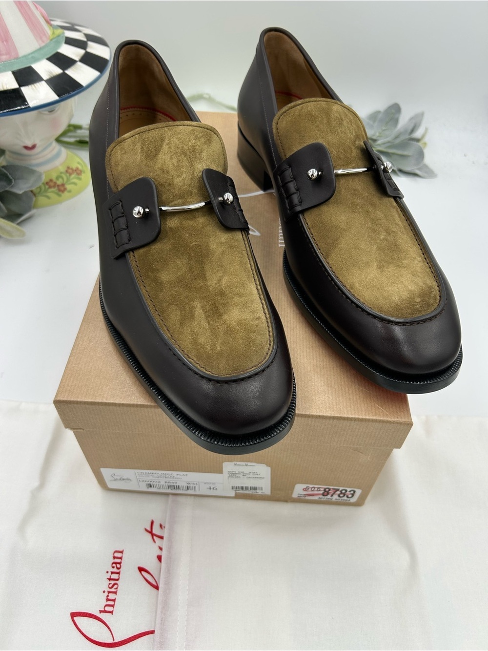Men's Christian Louboutin CHAMBELIMOC Leather/suede loafers size 46 Made Italy